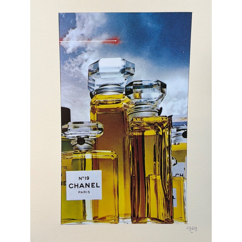 Vintage Chanel No. 19 Paris Perfume Bottle Lithograph Print # 1969 Art - Picture 2 of 6